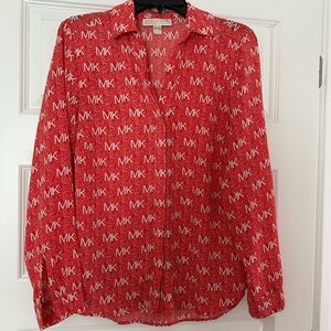 Michael Kors Red Logo Button Down Shirt